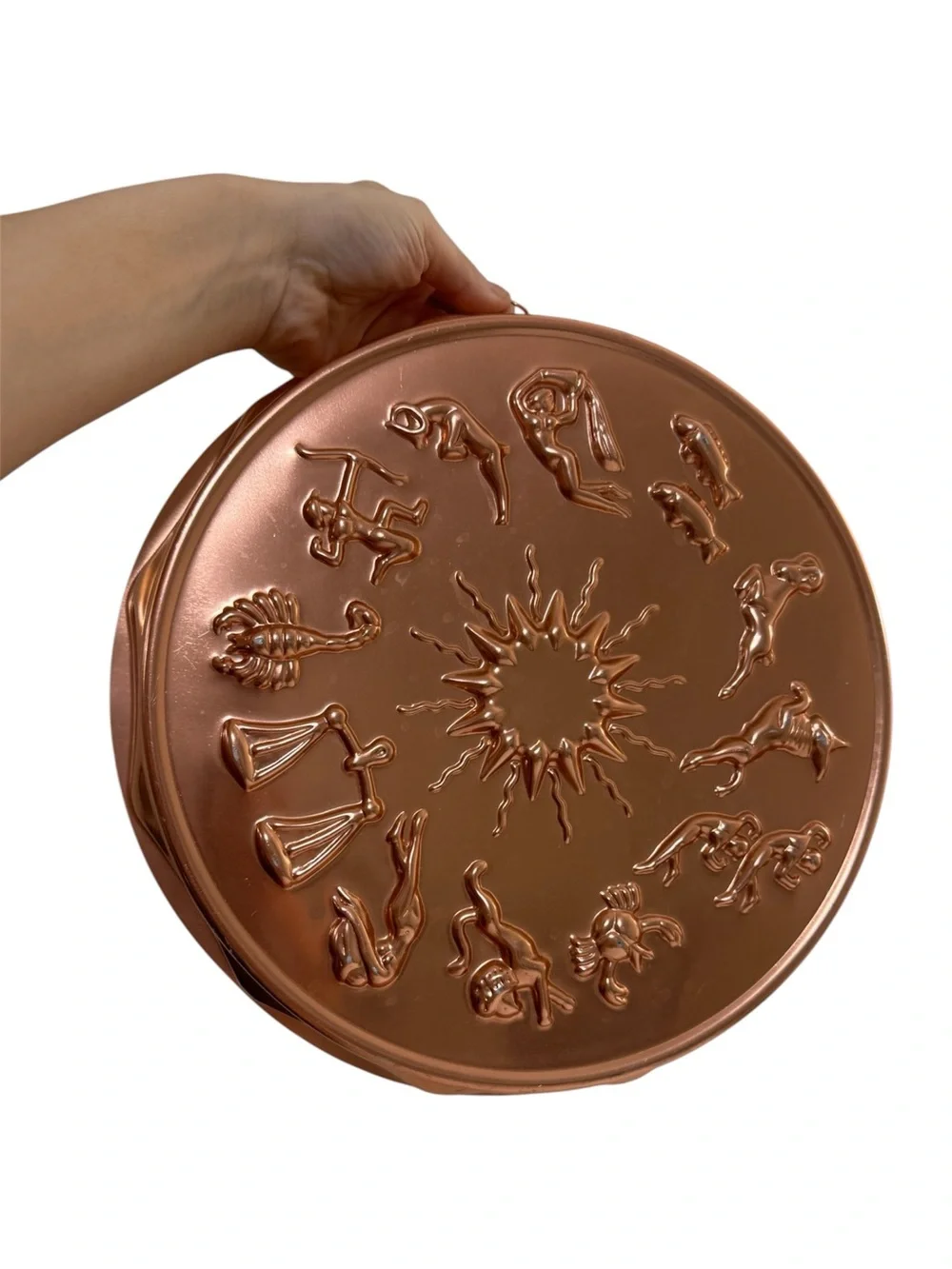 Vintage Whimsigoth Copper Zodiac Gelatin Mold 12” Astrology Wall Hanging MCM